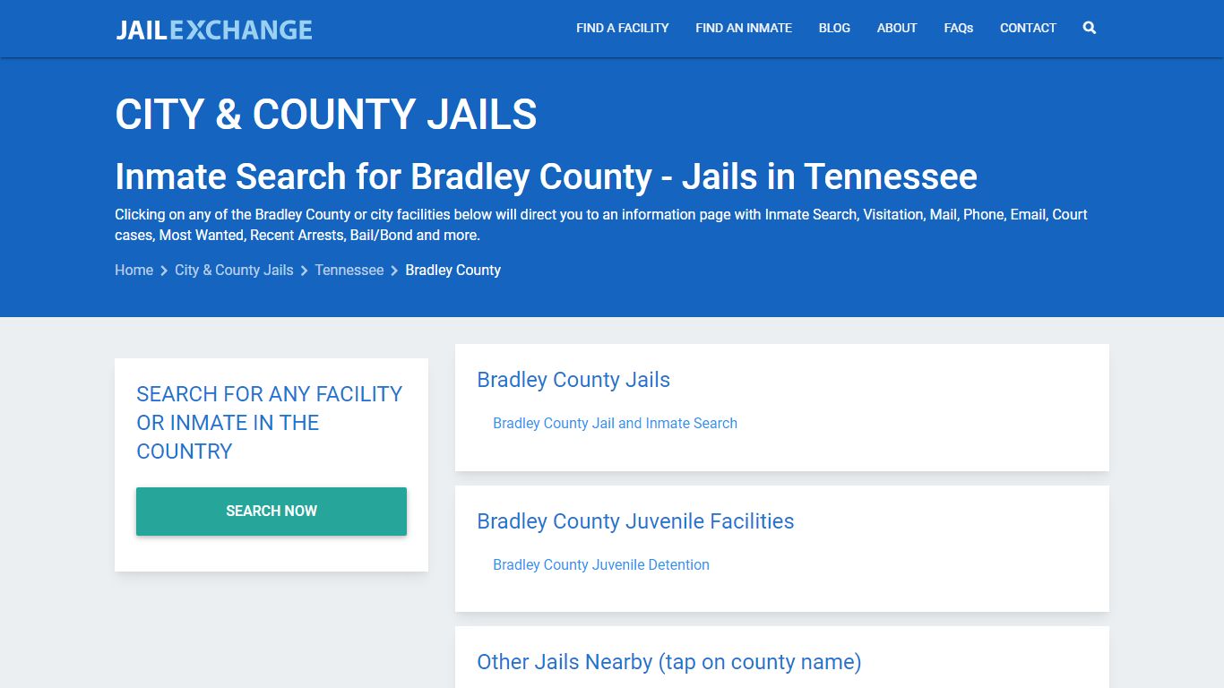 Inmate Search for Bradley County | Jails in Tennessee - Jail Exchange